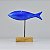 Enfeite Peixe Azul no Pedestal em Madeira 18x20x5 cm - Imagem 1