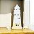 Porta Velas Farol Médio Branco e bege em Cerâmica - Imagem 1