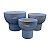 Kit 3Pçs Vasos Azuis Com Base E Relevo Vertical - Imagem 1
