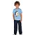 Conjunto Pijama Infantil Meninos Roupa De Dormir Macio Azul - Imagem 1