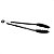 Pegador Inox Culinária Com Ponta de Silicone 23Cm Preto - Imagem 1