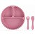 Jgo P/ Refeição Infantil Silicone Rosa Garfo, Prato e Colher - Imagem 1