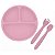 Jgo P/ Refeição Infantil Silicone Rosa Garfo, Prato e Colher - Imagem 2