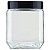 Pote de Vidro Liso Quadrado 1200ML Com Tampa Preta Rosqueável - Imagem 1