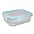Pote de Vidro Diamond Retangular 1040ML Azul Claro Hermético - Imagem 1