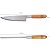 Kit P/ Churrasco 2 Peças Com Face e Chaira 30Cm Cabo Madeira - Imagem 2