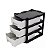 Organizador Plástico Mini Gaveteiro Com 3 gavetas Cor Preto - Imagem 2