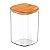 Pote Hermético Quadrado 1l Natural Com Tampa De Bambu Ou - Imagem 3