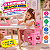 Cadeirinha Banqueta Infantil Dobrável Cor Rosa Encosto Urso - Imagem 1