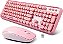 SADES V2020 teclado + mouse sem fio Wireless 2,4Ghz  Rosa ABNT - Imagem 1