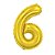 Balão Metalizado 34" Dourado Número 6 - Silver Plastic - Imagem 1