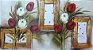 Pintura/Quadro/Tela floral com tulipas vermelhas e brancas, com aplicação de papel vegetal artesanal.  70x130cm - Imagem 1