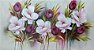 Pintura/Quadro/Tela floral. Campo de Papoulas Brancas, com tulipas magenta. 70x130cm - Imagem 1