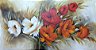 Tela/Quadro/Pintura Floral, galho de Papoulas coloridas, vermelha, laranja e brancas, 80x150cm - Imagem 1