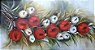 Pintura/Quadro/Tela floral, galho de tulipas vermelhas com botões brancos, 80x150cm - Imagem 1