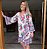 Vestido Feminino Kimono Floral Transpassado Manga Longa Flare - Imagem 3