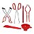 Kit 6 Pçs Utensílios Pegador Conservas Picles Geléia - Red - Imagem 1
