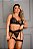 Conjunto Sensual Rendado - Disponível no Tamanho Plus Size - Com Calcinha Fio Dental, Sutiã, Cinta e Persex - Marca: Yaffa Lingerie - Cor: Preto - Imagem 3
