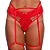 Tanga Silvana - Modelo Fio Dental Rendado - Com Lacinho e Cinta Liga - Tamanho Médio M - Cor: Vermelha - Imagem 1
