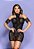 Mini Vestido Sexy Arrastão c/ Strass Preto Yaffa | Lingerie Castelo dos Prazeres Rio Preto & Ribeirão Preto - Imagem 1