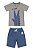 CONJUNTO CAMISETA MALHA E BERMUDA MOLETOM GET 000037 MESCLA CINZA MEDIO - UP BABY - Imagem 1