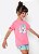 PIJAMA INFANTIL SHORT DOLL KIDS ECO UNICORNIO ALOHA ROSA PUKET - Imagem 1