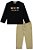 CONJUNTO INFANTIL CAMISETA MANGA LONGA PRETA E CALCA CAQUI LUC.BOO - Imagem 1
