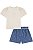 CONJUNTO BLUSA E SHORTS EM JEANS MINI BORDADO KUKIÊ - Imagem 4
