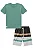 CONJUNTO CAMISETA VERDE ABACATE E BERMUDA LISTRADA LUCBOO - Imagem 2