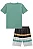 CONJUNTO CAMISETA VERDE ABACATE E BERMUDA LISTRADA LUCBOO - Imagem 4