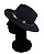 CHAPÉU FEDORA PRETO FELTRO LAÇO DE COURO MARROM ABA RETA 7CM - Imagem 4