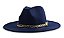 CHAPÉU FEDORA AZUL UNISSEX CORRENTE METALIZADA DOURADA ABA 8CM - Imagem 1