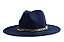 CHAPÉU FEDORA AZUL UNISSEX CORRENTE METALIZADA DOURADA ABA 8CM - Imagem 5