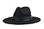 CHAPÉU FEDORA PRETO UNISSEX ABA RETA 8CM FAIXA COURO PRETO SKIN - Imagem 1