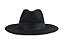 CHAPÉU FEDORA PRETO UNISSEX ABA RETA 8CM FAIXA COURO PRETO SKIN - Imagem 4