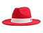 CHAPÉU FEDORA VERMELHO ABA RETA 7CM FAIXA DE COURO BRANCA - Imagem 1