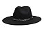 CHAPÉU FEDORA UNISSEX PRETO ABA 8CM CORRENTE METALIZADA CHUMBO - Imagem 1