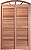 Porta Balcão Veneziana Francesa de Correr 3 Folhas (Uma Fixa) Quadriculada em Arco em Madeira Cedro Arana C/ Ferragem Batente 14 Cm - Casmavi - Imagem 3
