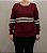 Blusa trico marsala com listras e decote canoa - Imagem 3