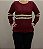 Blusa trico marsala com listras e decote canoa - Imagem 1