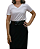 T-shirt basica off-white de viscose com decote em V e manga curta - Imagem 1
