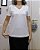 T-shirt basica off-white de viscose com decote em V e manga curta - Imagem 4