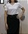 T-shirt basica off-white de viscose com decote em V e manga curta - Imagem 3