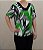 Blusa estampada verde de viscose com manga curta e decote V - Imagem 3