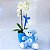Mini Orquídea no Vaso de Cerâmica Azul com Urso - Imagem 3