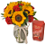 Luxuoso Arranjo de Rosas e  Girassois Com Chocolate Lindt - Imagem 1