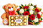 Arranjo Mix de Rosas com Pelúcia & Ferrero Rocher 150g - Imagem 1