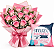 Buquê 12 Rosas Pink com Almofada “Feliz Aniversário” - Imagem 1