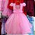 Vestido Infantil Rosa com Cinto Pérolas Sintéticas e Colmeia - Imagem 2