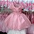 Vestido Infantil Lançamento Rosè com bordado de Ramos com Flores cinto de pérolas sintéticas e lação nas costas - Imagem 1